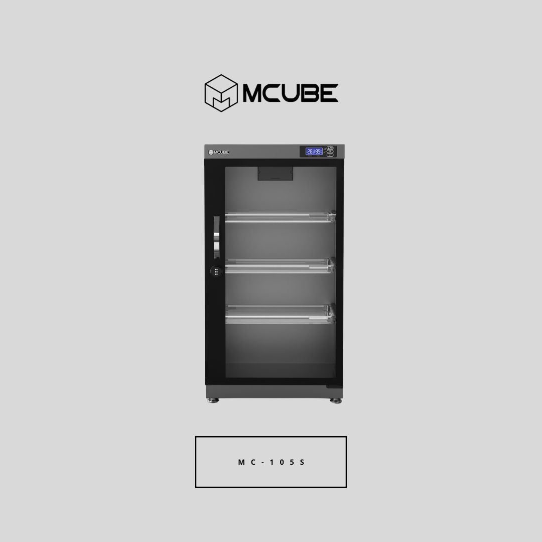 MCUBE 105L dry cabinet interior with items stored